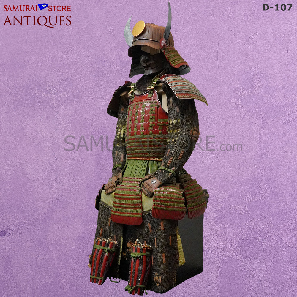 D107 Vermilion Red Antique Samurai Armor Edo period w/ 2nd grade certificate - Image 3