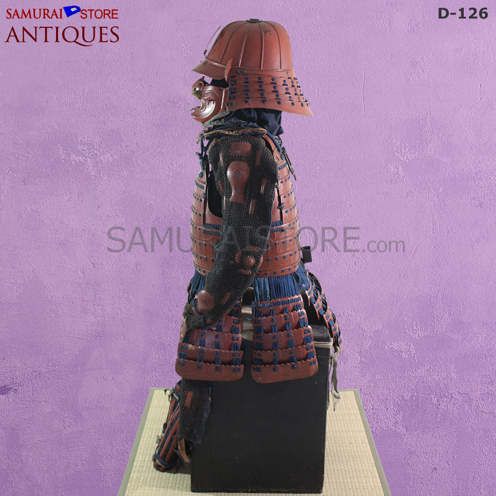 D126 Vermilion Red Antique Samurai Armor Edo period w/ certificate - Image 3