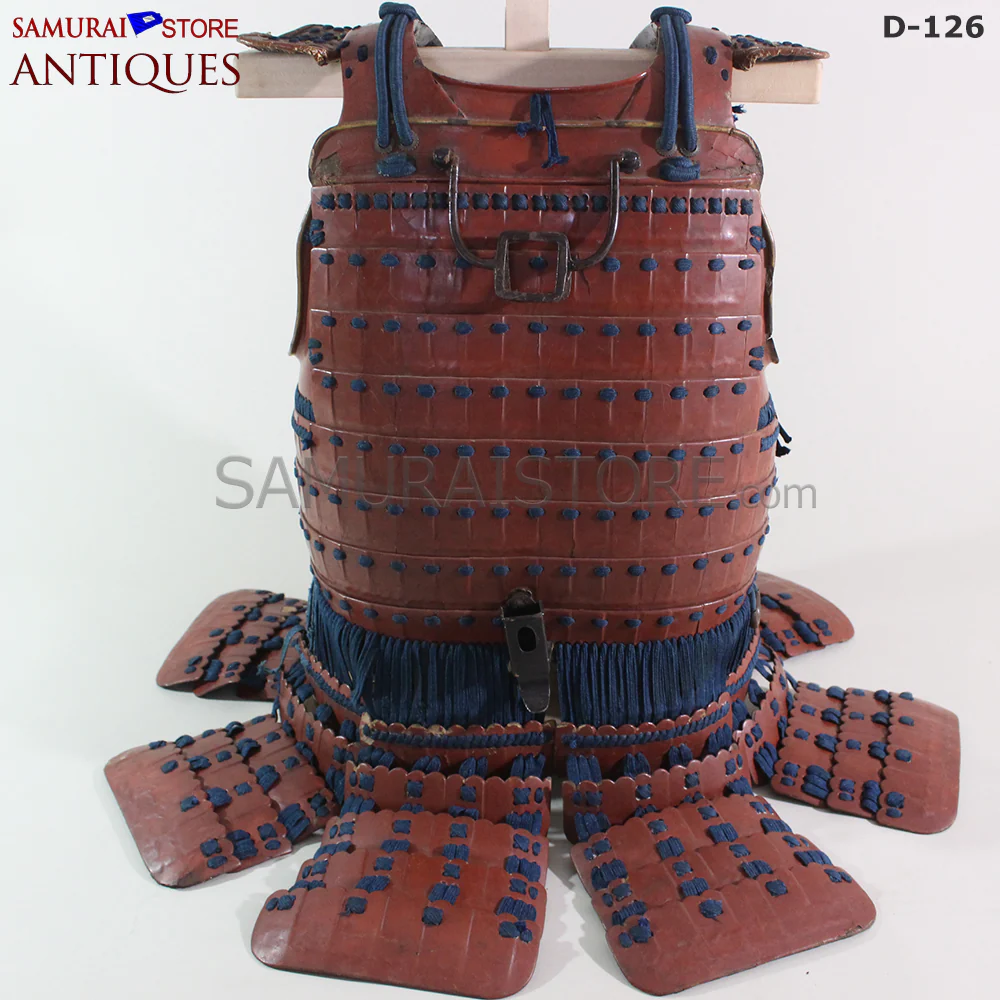 D126 Vermilion Red Antique Samurai Armor Edo period w/ certificate - Image 9