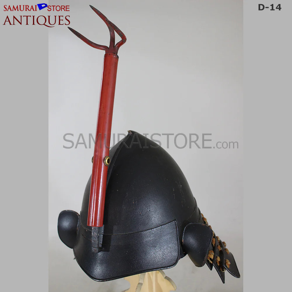 D17 Antique Samurai Leather Armor Pitchfork Header w/ Certificate - Image 19