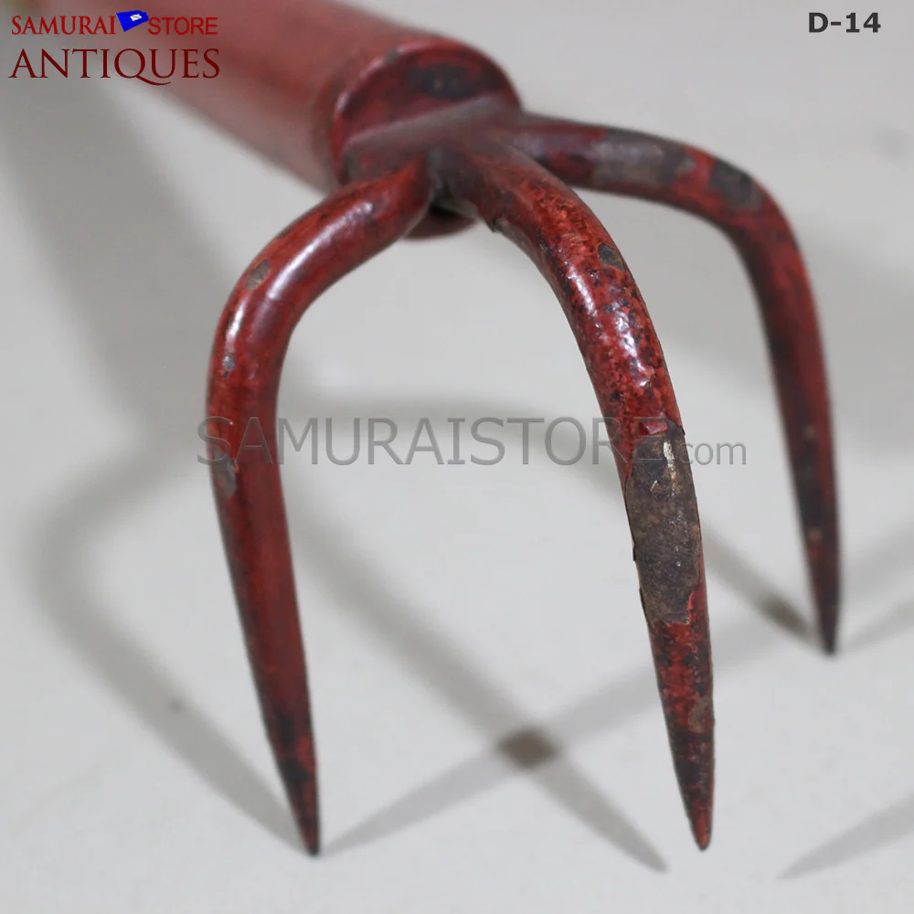 D17 Antique Samurai Leather Armor Pitchfork Header w/ Certificate - Image 23