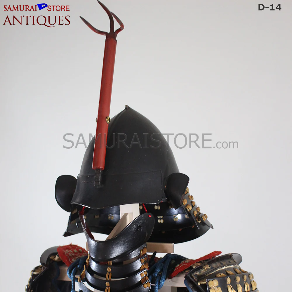 D17 Antique Samurai Leather Armor Pitchfork Header w/ Certificate - Image 5