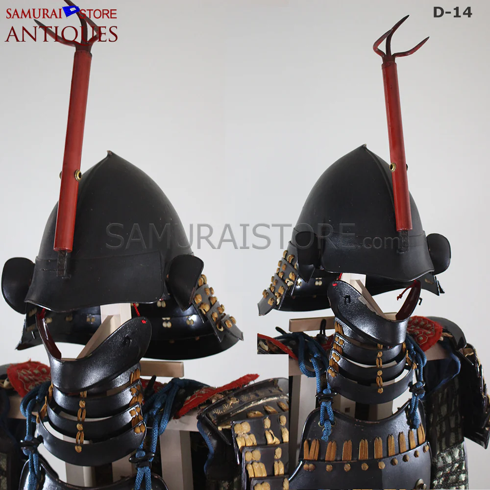 D17 Antique Samurai Leather Armor Pitchfork Header w/ Certificate - Image 6